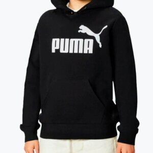 PUMA Kids Unisex Black Fleece Hoodie w/ Silver Logo Size XXS (3–4)